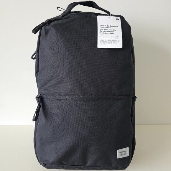NWT LULULEMON Black Double Zip Tech Canvas Backpack OS - Picture 1 of 13